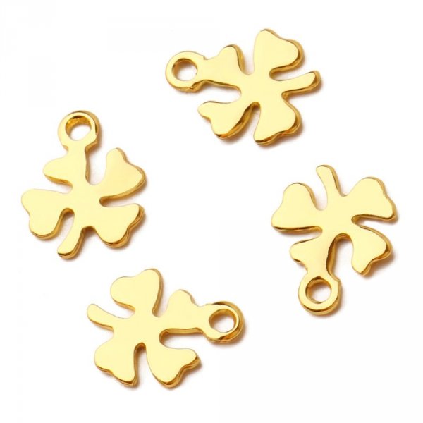 5 Breloques en Acier Inoxydable fleur N&deg;03 dor&eacute; 10.5 x 8mm