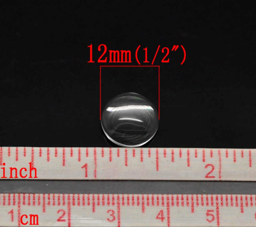 5 Cabochon rotondi da 12 mm in vetro trasparente a bava d'arancia N°03