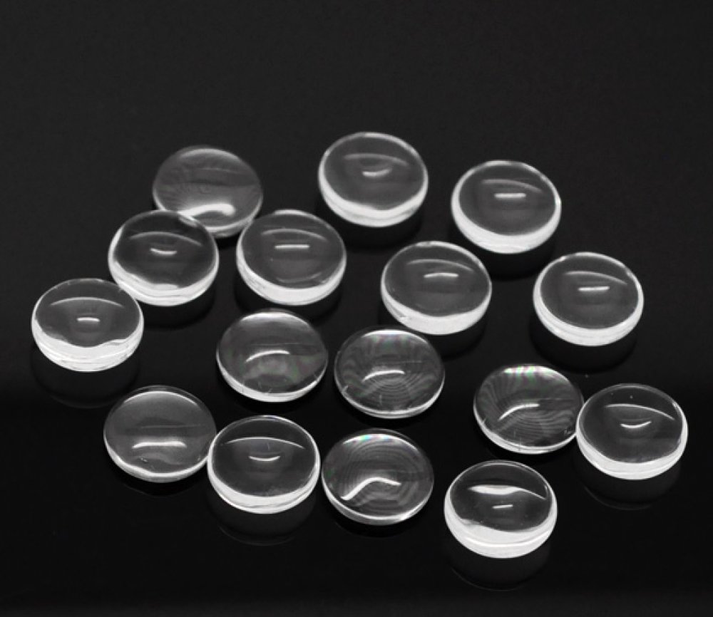 5 Cabochon rotondi da 12 mm in vetro trasparente a bava d'arancia N°03
