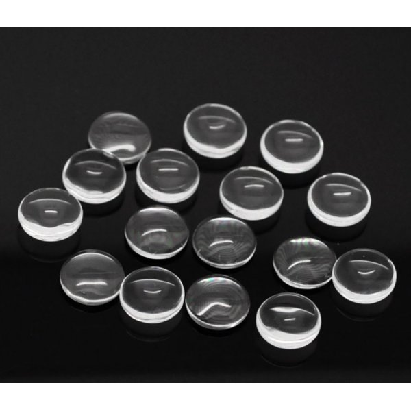 5 Cabochon rotondi da 12 mm in vetro trasparente a bava d'arancia N&deg;03