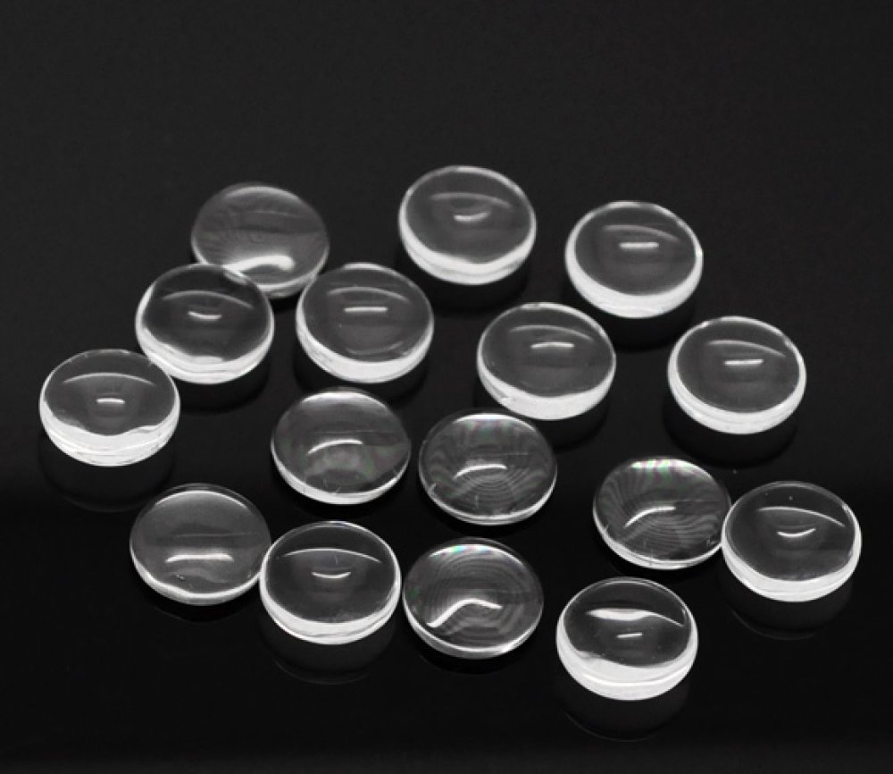 5 Cabochon rotondi da 12 mm in vetro trasparente a bava d'arancia N°03