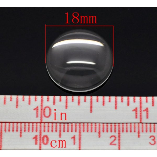 5 Cabochon rotondi da 18 mm in vetro trasparente a grana grossa N&deg;07