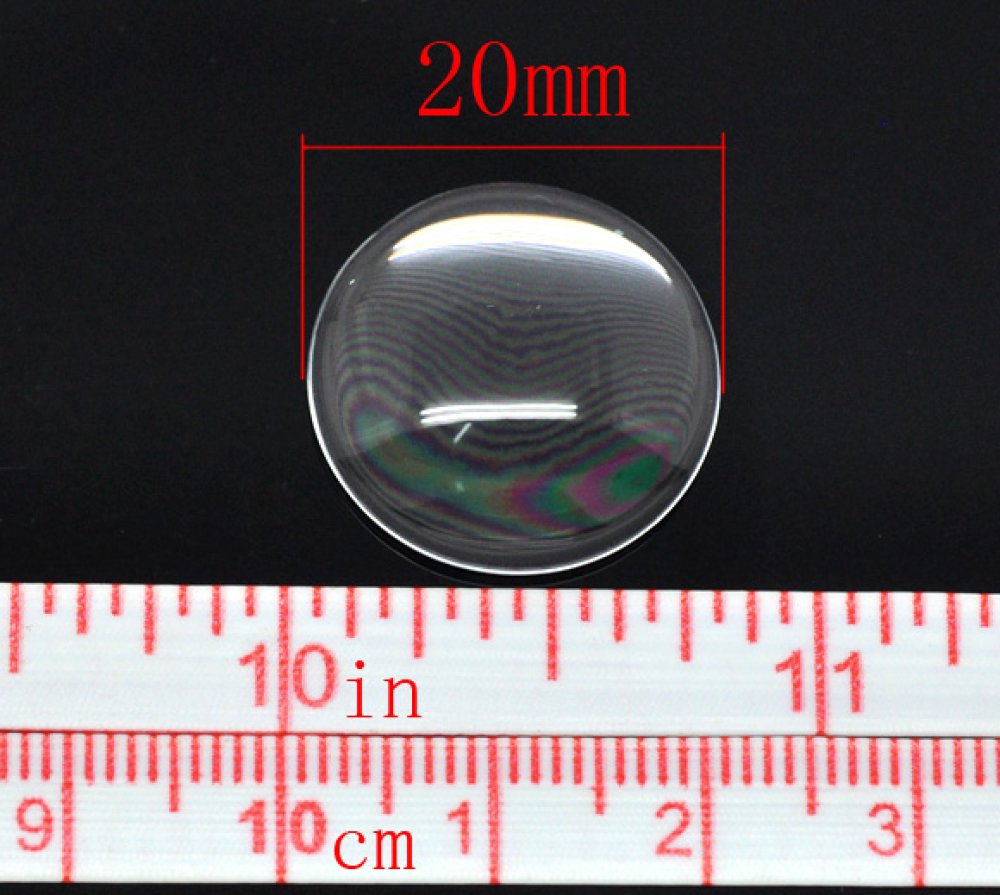 5 Cabochon rotondi da 20 mm in vetro trasparente con bava N°08