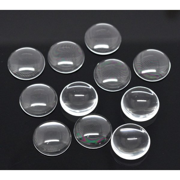 5 Cabochon rotondi da 20 mm in vetro trasparente con bava N&deg;08