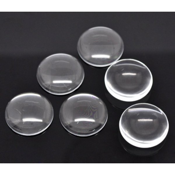 5 Cabochons Ronds 30 mm en verre Loupe transparent N&deg;13