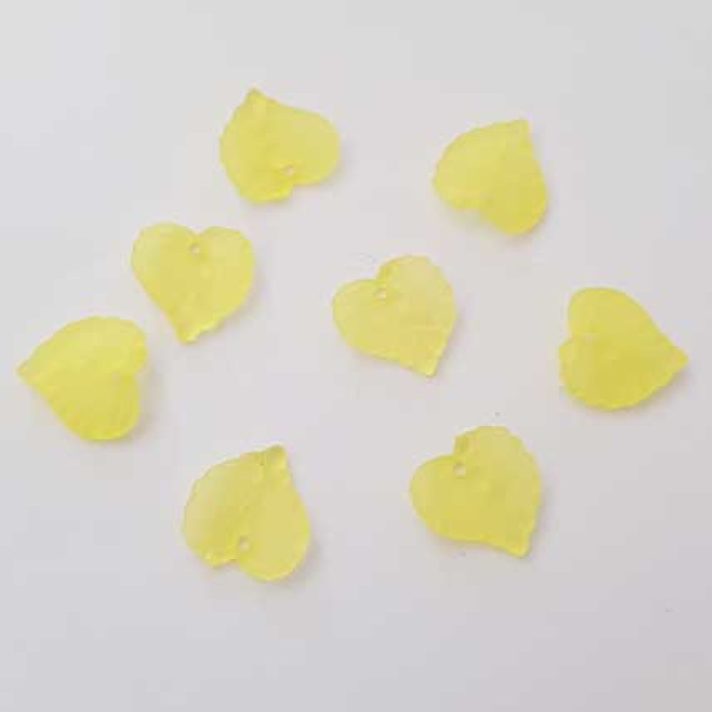 5 breloques feuilles jaune clair en acrylique translucide 15 x 14 mm