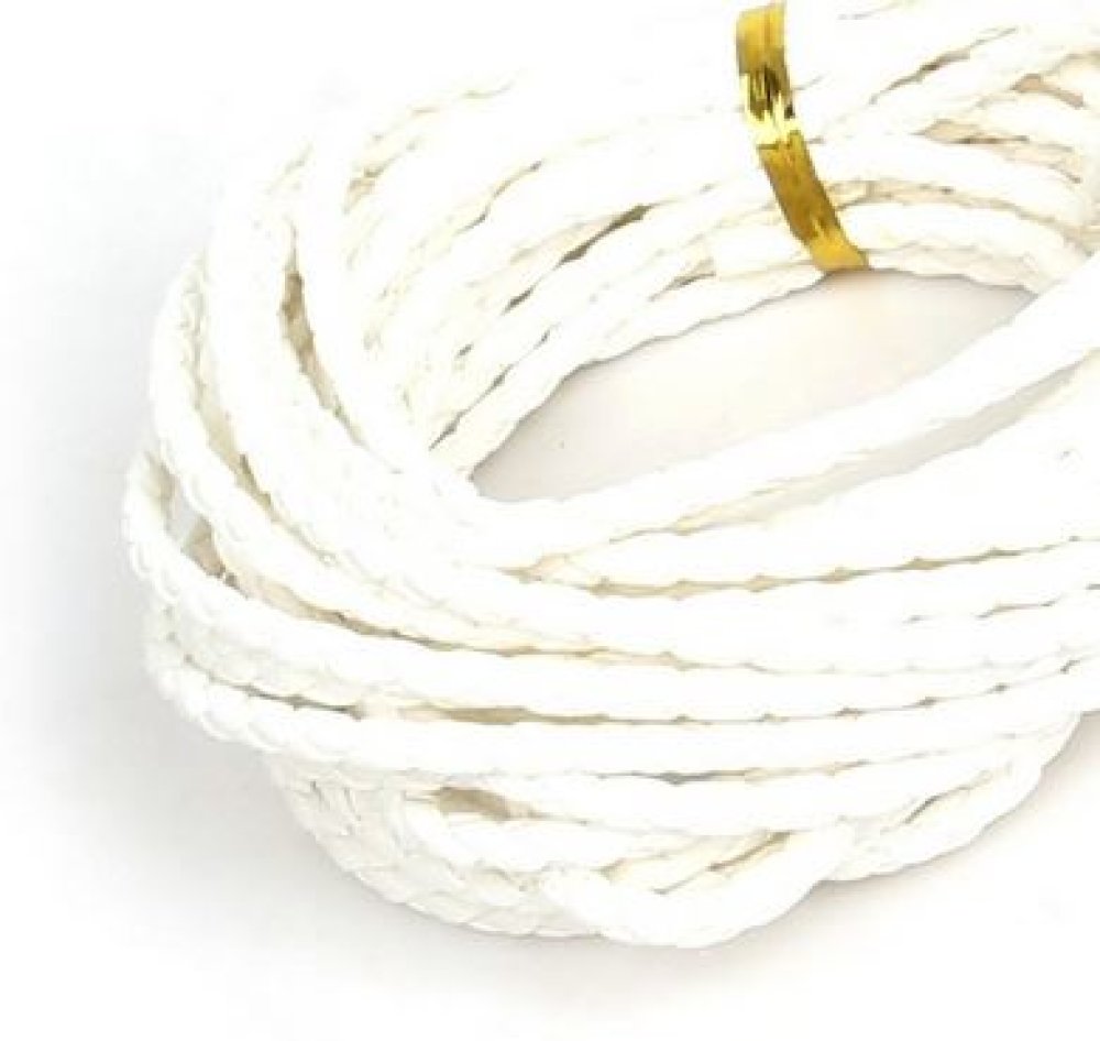 5 metri Cordone bianco intrecciato in similpelle 3 mm