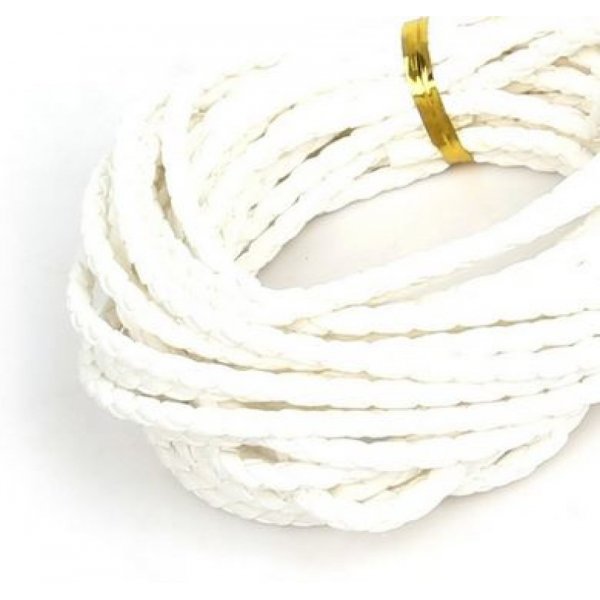 5 metri Cordone bianco intrecciato in similpelle 3 mm
