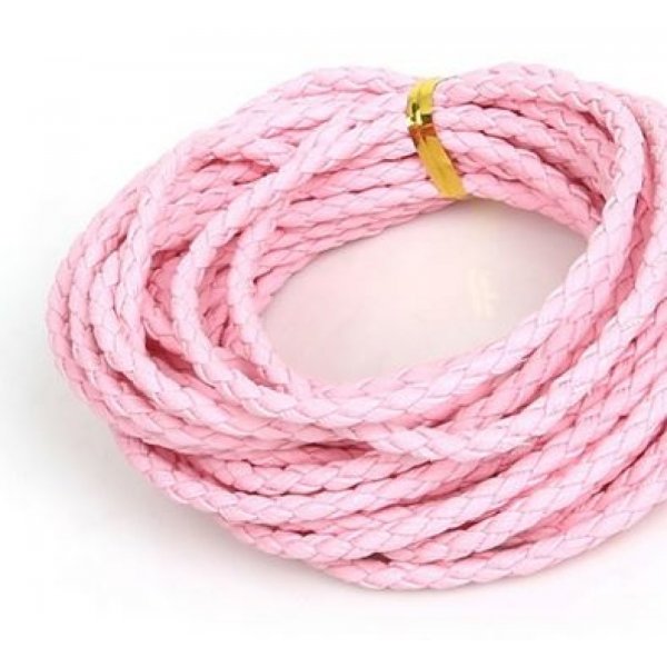 5 metri Cordoncino rotondo intrecciato in similpelle Rosa 3 mm