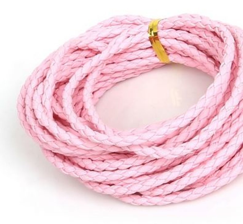 5 metri Cordoncino rotondo intrecciato in similpelle Rosa 3 mm