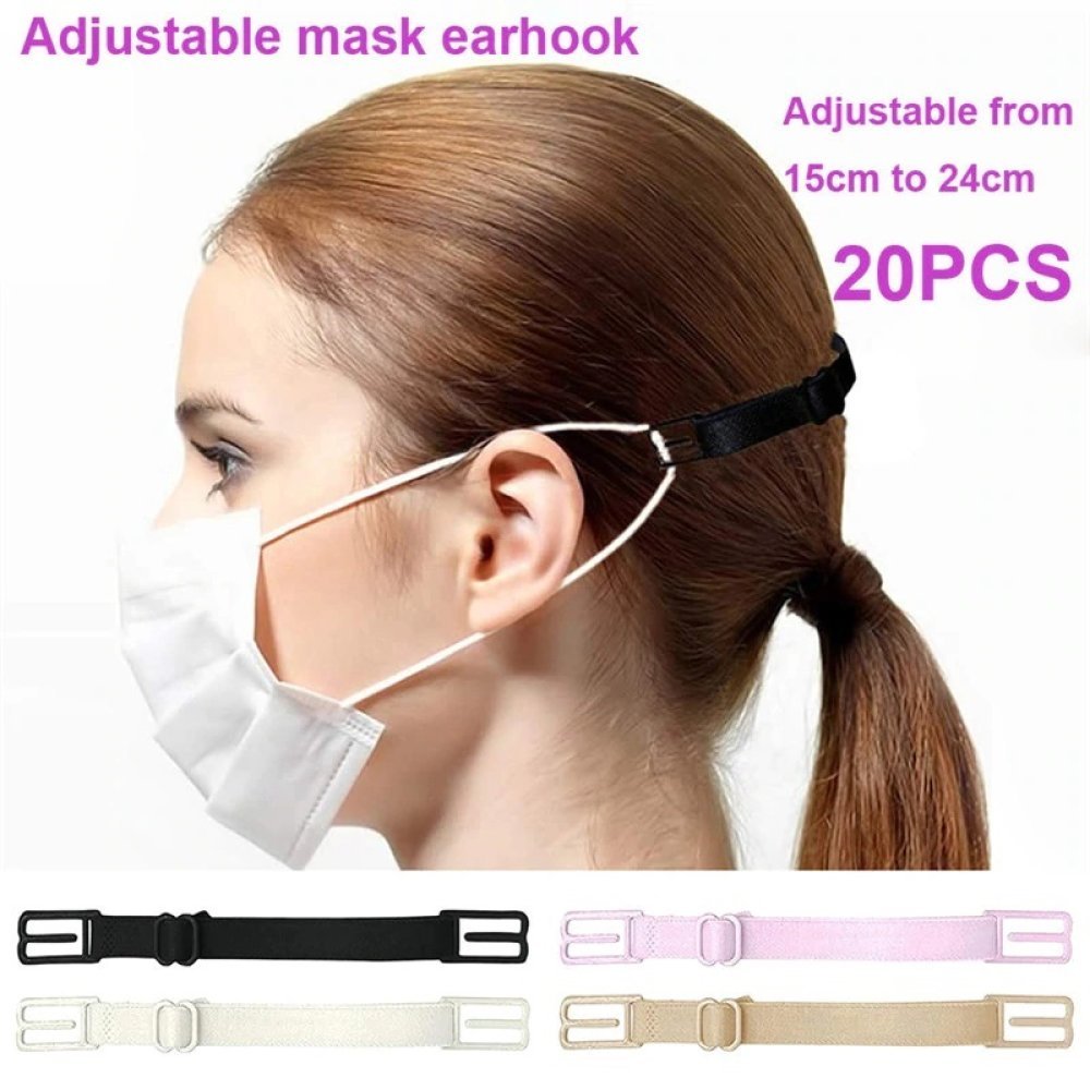 Cinghia elastica 20 Estensioni della maschera regolabili Gancio per le orecchie Bianco