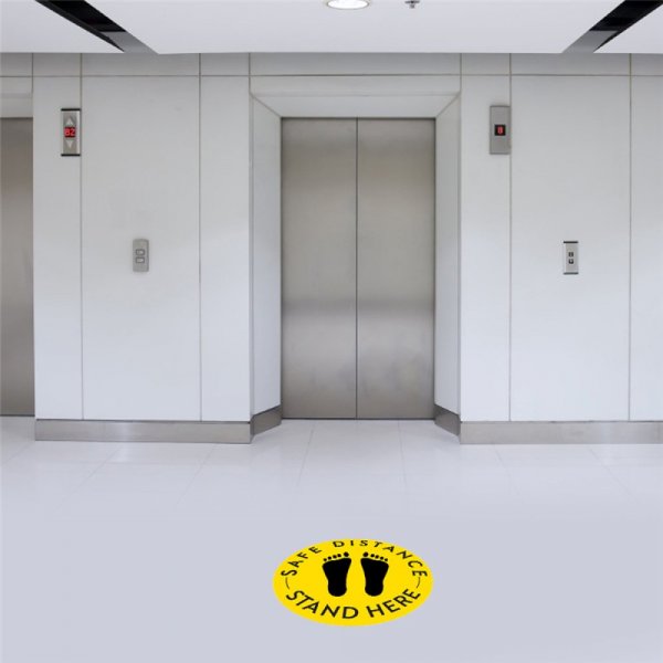 Adesivi per pavimenti a distanza sociale Nero e Giallo