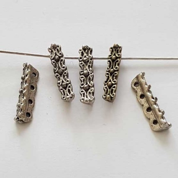 Barre Argent Entretoise S&eacute;parateur perle, multi rangs 4 trous N&deg;04