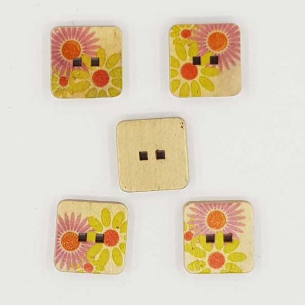 Bouton bois Carr&eacute; 14 mm N&deg;01