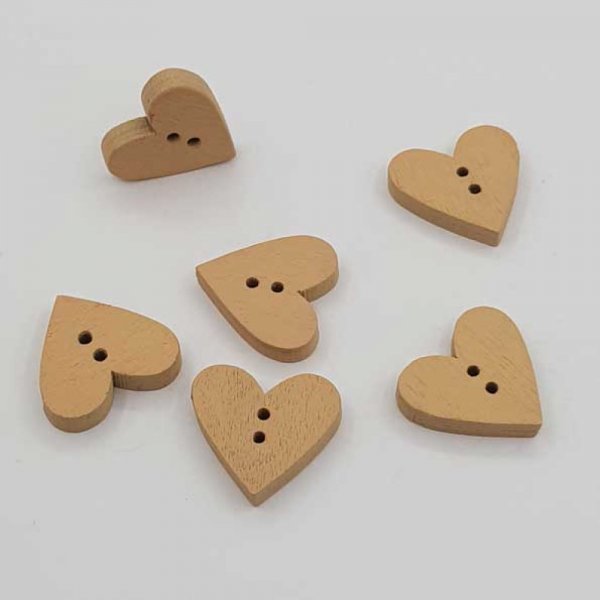 Pulsante cuore in legno beige N&deg;01-06