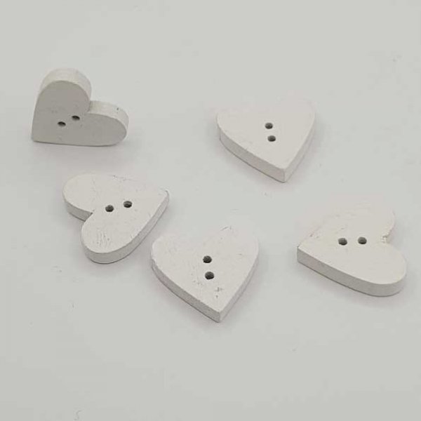 Bottone in legno, cuore bianco N&deg;01-05