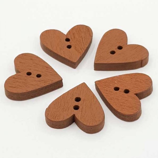 Bottone a cuore in legno marrone N&deg;01-02