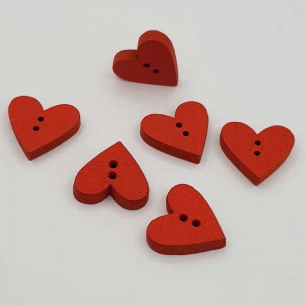Pulsante a cuore in legno rosso N&deg;01-07