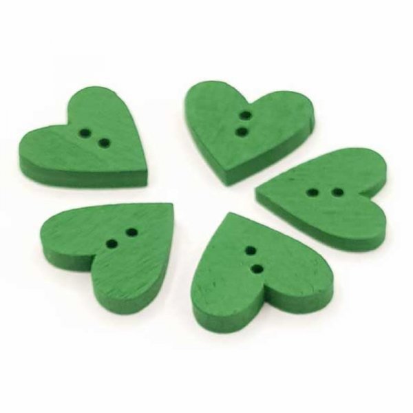 Pulsante a cuore in legno verde scuro N&deg;01-04