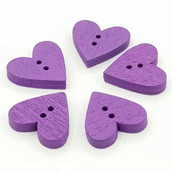 Pulsante cuore in legno viola N&deg;01-03