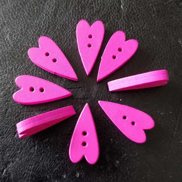 Pulsante cuore in legno viola N&deg;02-07