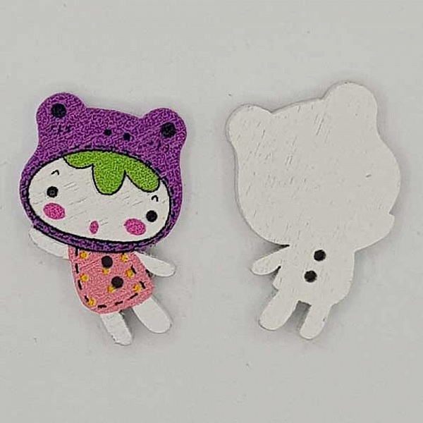 Bottone di legno ragazza malva N&deg;01-03