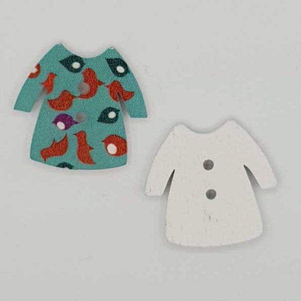 Abito turchese con bottoni in legno N&deg;02-03