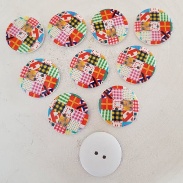 Pomello in legno fiori 30 mm N&deg;03 x 10 pezzi