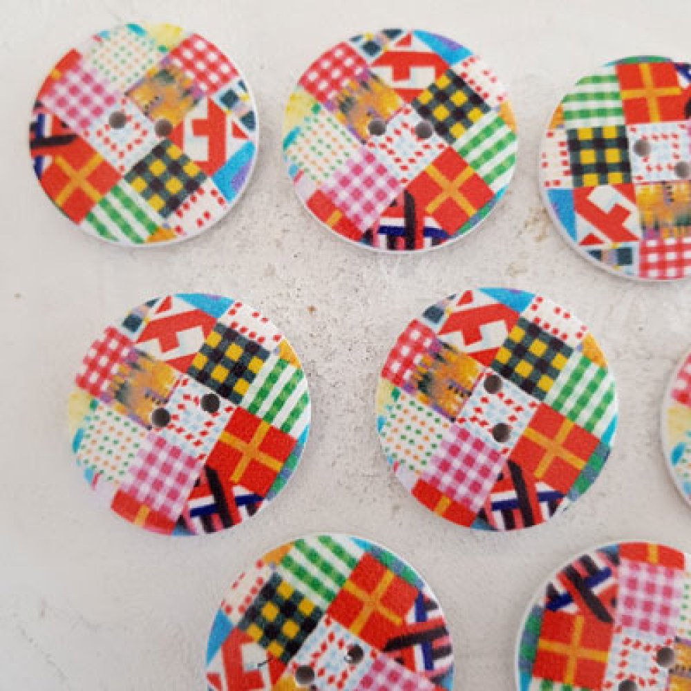 Pomello in legno fiori 30 mm N°03 x 10 pezzi