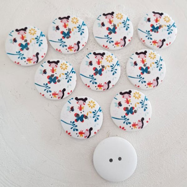 Pomello in legno fiori 30 mm N&deg;04 x 10 pezzi