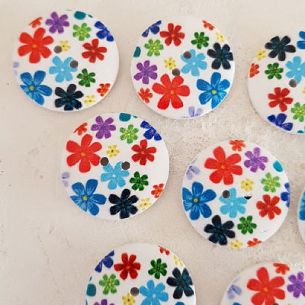 Pomello in legno fiori 30 mm N&deg;08 x 10 pezzi