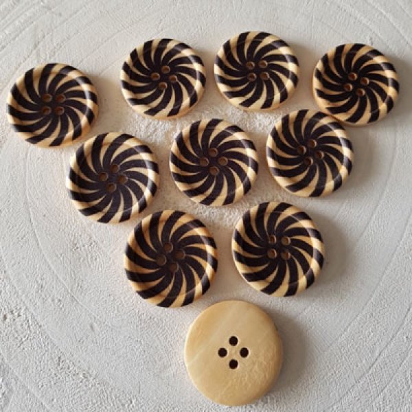 Pomello in legno fiori 30 mm N&deg;16 x 10 pezzi