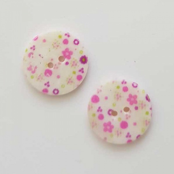 Bouton fantaisie Rond &agrave; fleurs 18 mm N&deg;01