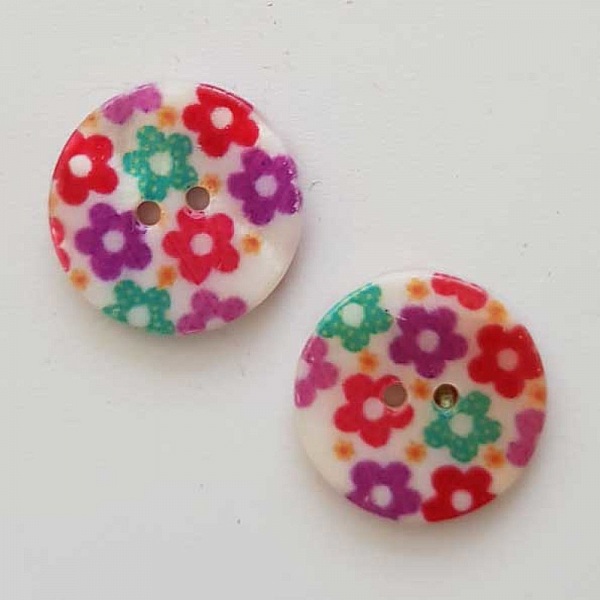 Bouton fantaisie Rond &agrave; fleurs 18 mm N&deg;05