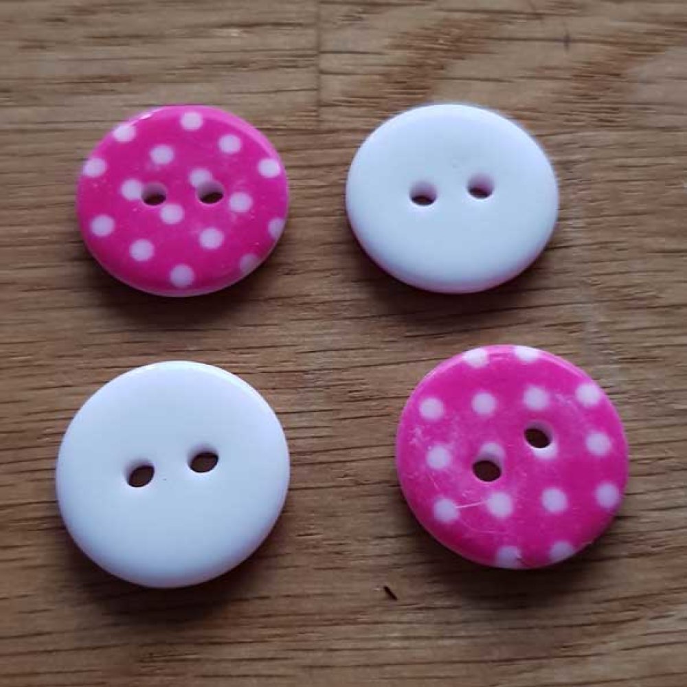 Bouton fantaisie à pois 18 mm Rose Foncé