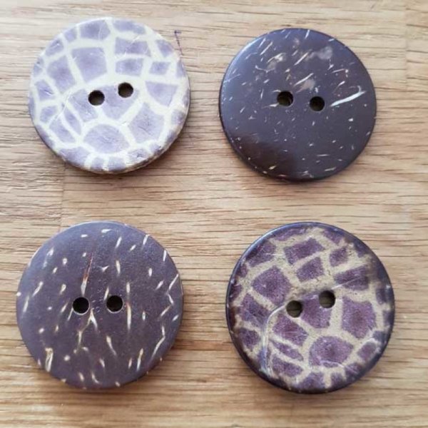 Boutons 30mm &agrave; deux trous ronds en noix de coco N&deg;30