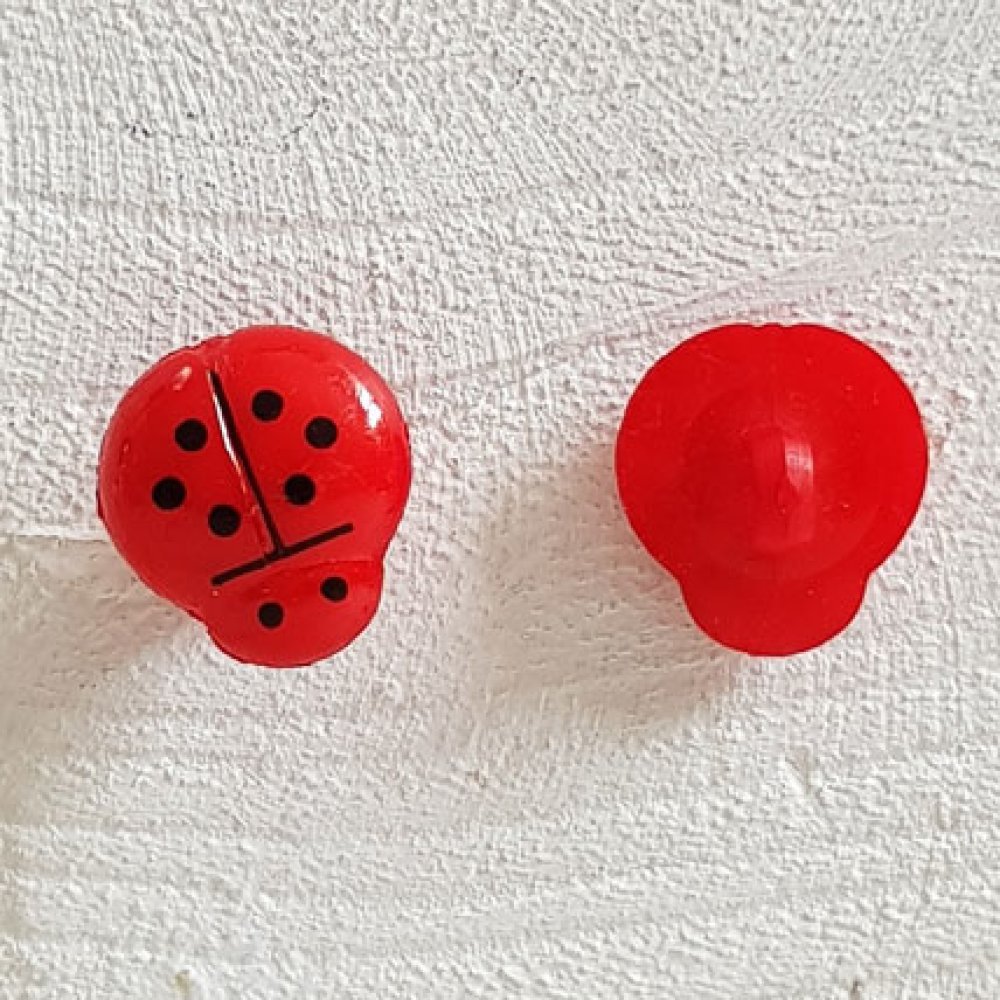 Bottoni fantasia, bambini, neonati Modello Coccinella N°01-04 Rosso