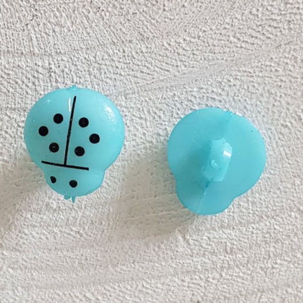 Fantasia di bottoni, bambini, neonati Motivo Coccinella N&deg;01-06 Azzurro