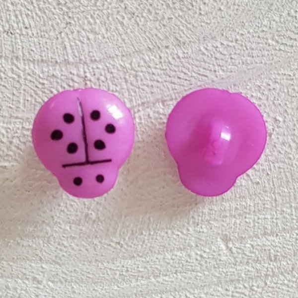 Bottoni fantasia, bambini, neonati Modello Coccinella N&deg;01-11 Viola