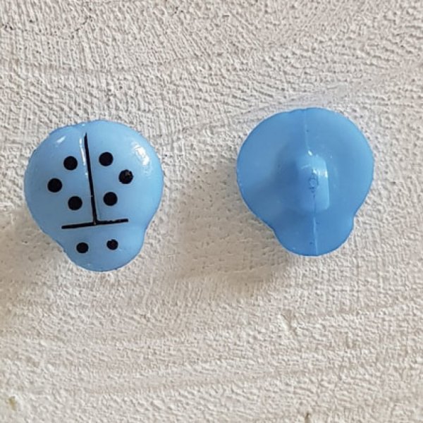 Bottoni fantasia, bambini, neonati Motivo coccinella N&deg;01-12 Blu cielo