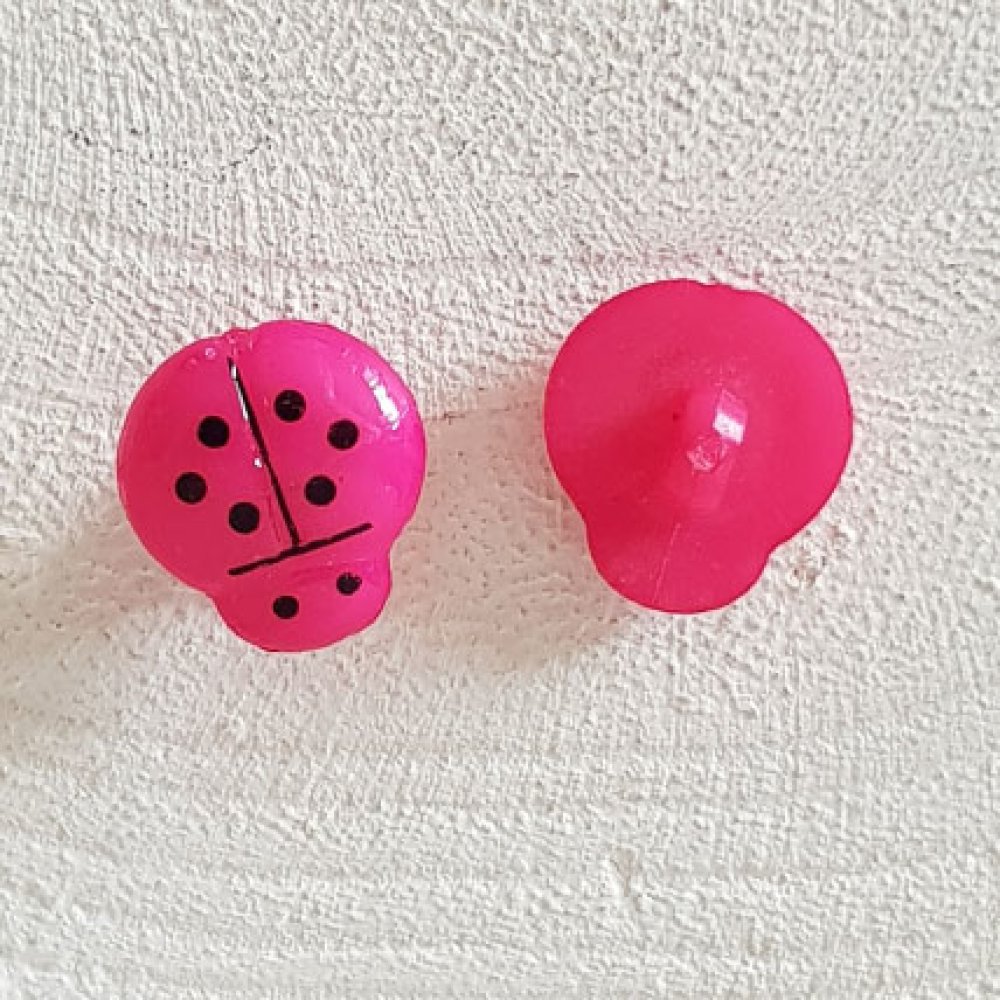 Bottoni fantasia, bambini, neonati Modello Coccinella N°01-14 Fushia 