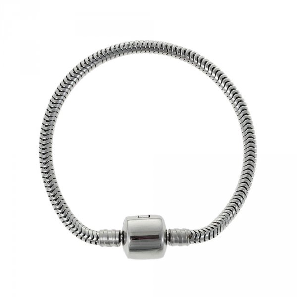 Bracelet Acier Inoxydable N&deg;04 Argent Fermoir Clip 19 cm