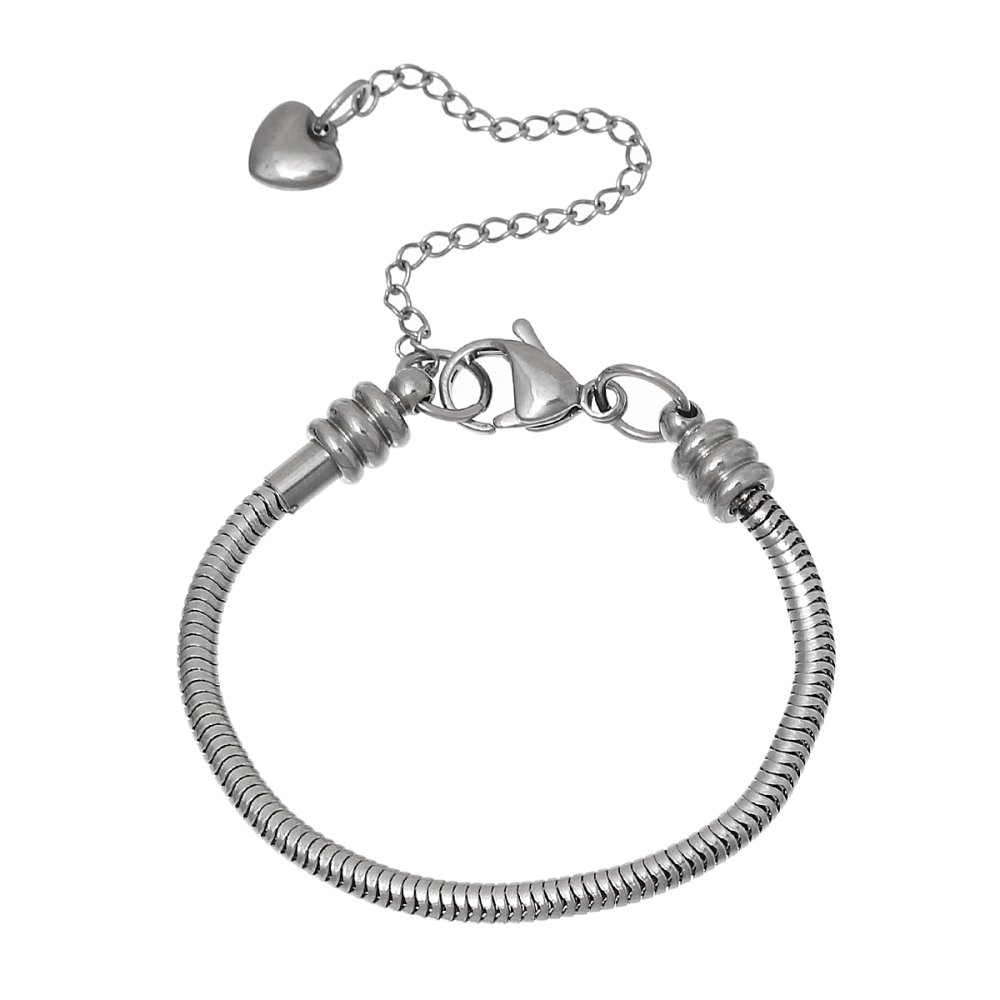 Bracelet Acier Inoxydable N°05-02 Argent Fermoir Mousqueton 18 cm