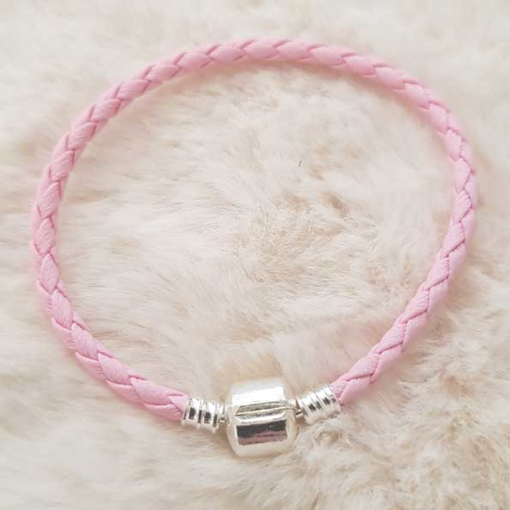 Bracciale europeo a clip intrecciato 01 DA 15 A 23 CM Rosa