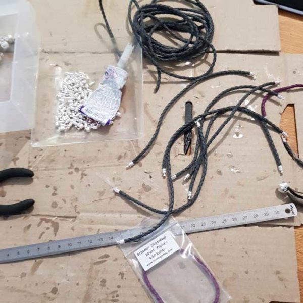 Bracciale europeo a clip intrecciato 02 da 15 a 23 CM Marrone scuro