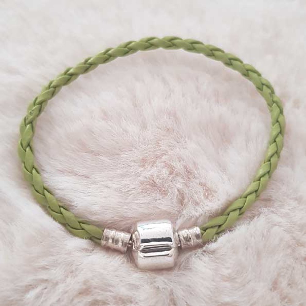 Bracciale europeo a clip intrecciato 02 da 15 a 23 CM verde