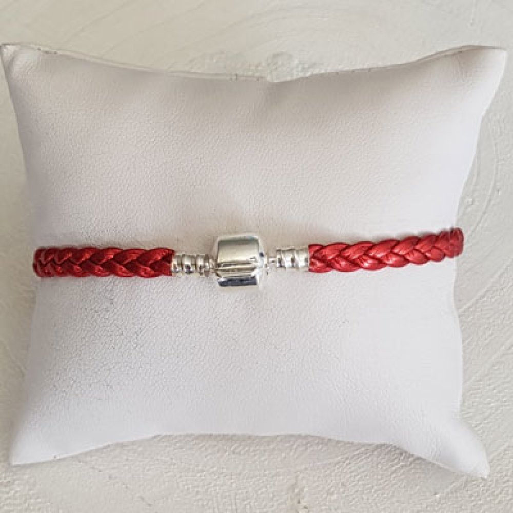 Bracciale europeo a clip intrecciato 03 DA 15 A 23 CM Rosso