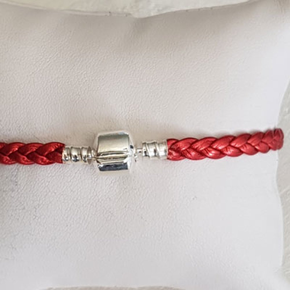 Bracciale europeo a clip intrecciato 03 DA 15 A 23 CM Rosso