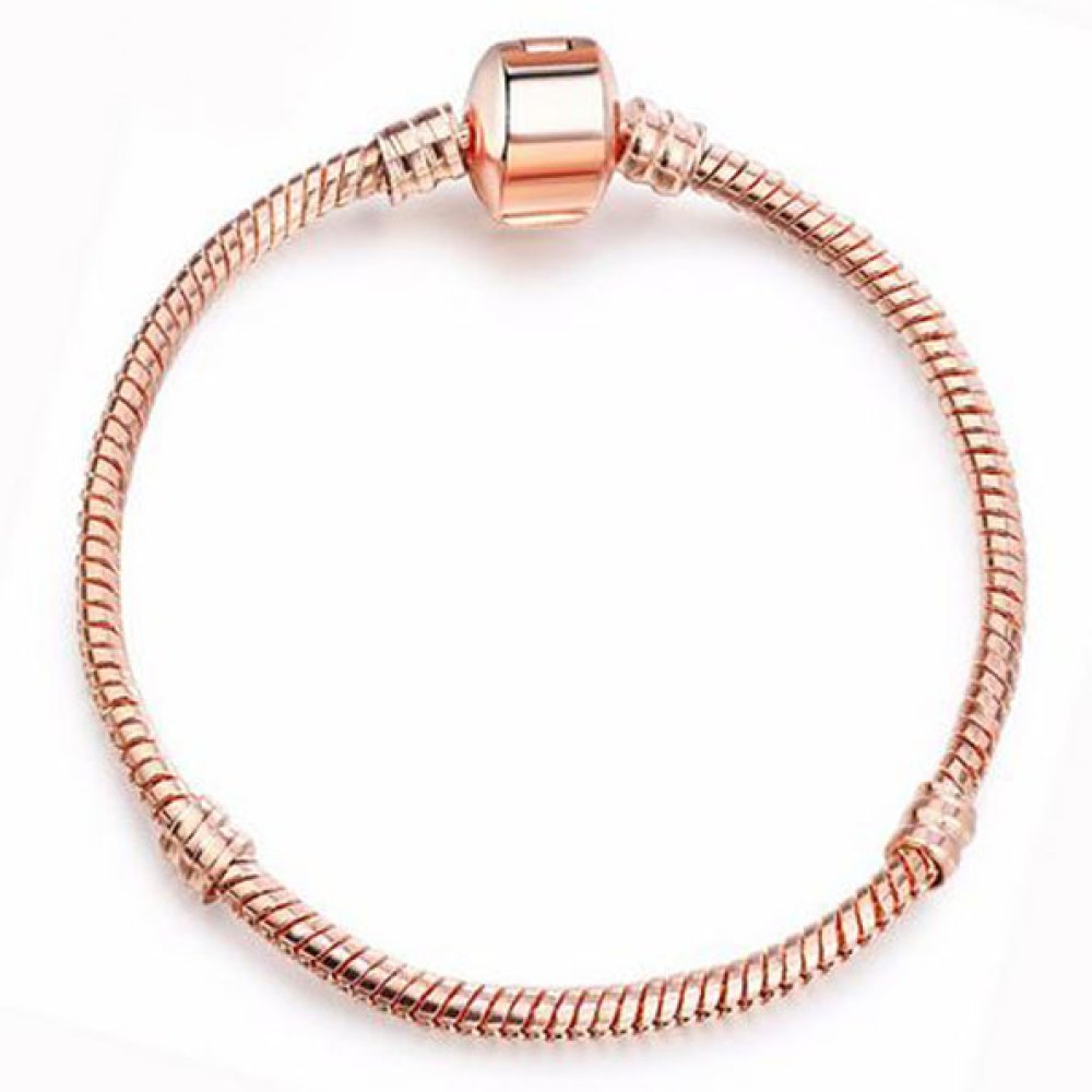 Bracciale europeo a clip 20 cm con chiusura liscia in oro