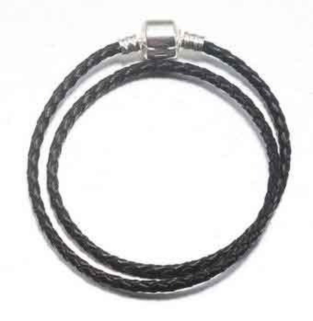 Bracciale europeo intrecciato a 2 giri Clip Uni 01 18cm Nero